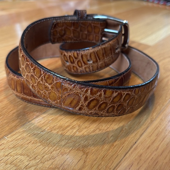 Veari Crocodile Alligator Leather Belt Light Brown - Picture 5 of 12